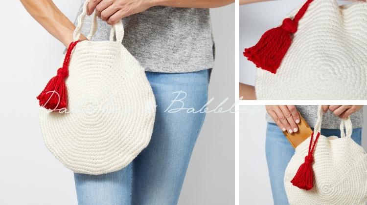 Round Crochet Bag with Tassel Pattern - Dabbles & Babbles